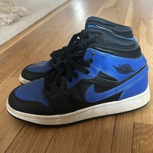 Blue and black air Jordan sneakers